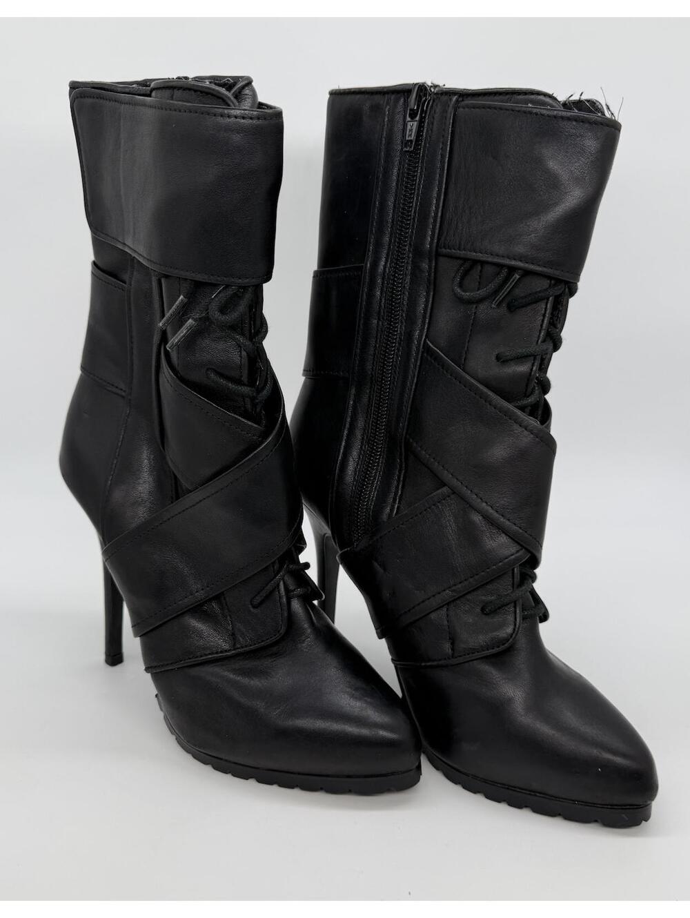 ALDO Black Faux Leather Stiletto Lace-Up Boots EU 37 – Killer Style